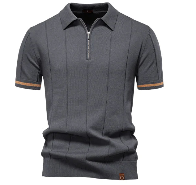 2025 Summer Men's Knit Cotton Polo Shirt (One Piece)