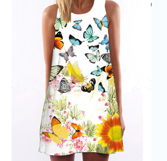 Digital Print Sleeveless Dress for Women and Maternity