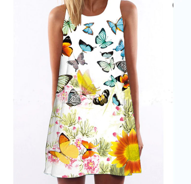 Digital Print Sleeveless Dress for Women and Maternity